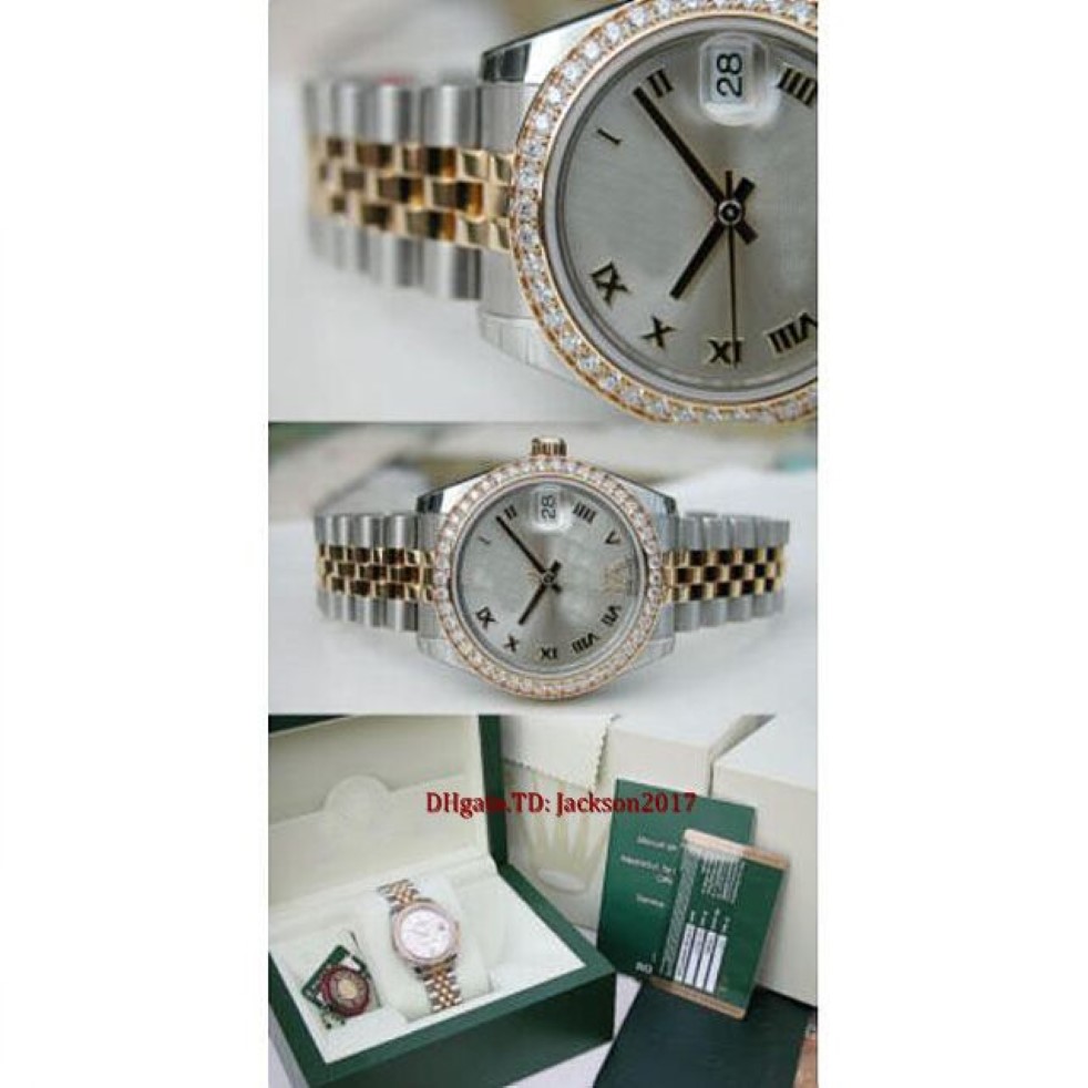 Prezent świąteczny Oryginalny certyfikat pudełkowy Casual Modern Watches Unisex Watches 178383 Średnia stalowa złote diament Roman vi diamond Be241i