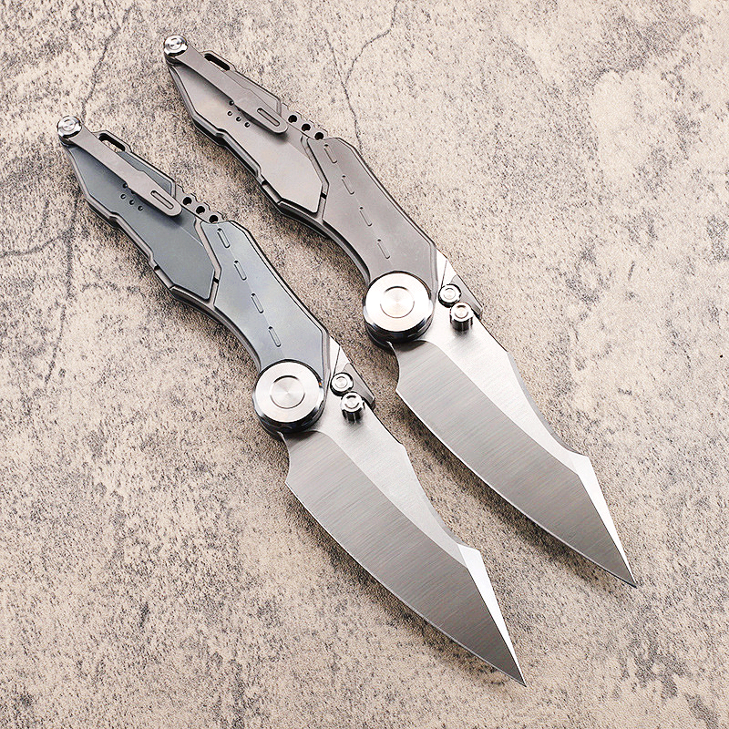 Special Offer A2247 High End Flipper Folding Knife M390 Satin Blade CNC TC4 Titanium Alloy Handle Outdoor Ball Bearing Washer Folder Knives