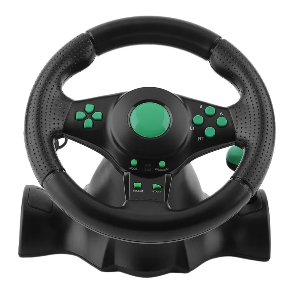 Wheels Nuevo volante de juego de carreras para XBOX 360/PS2/PS3/PC, volante de coche USB, vibración de rotación de 180 grados con pedales