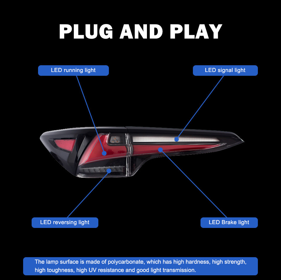 トヨタフォーチュナーカーテールライト2016-2021リアブレーキリバースライトオートモーティブアクセサリーのLEDターンシグナルテールランプ