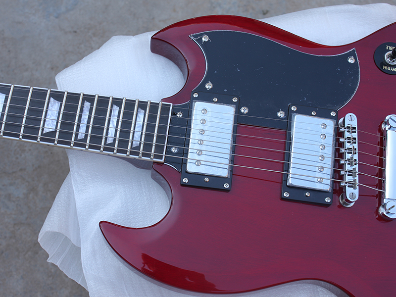 Burgundy G-400 High quality SG electric guitar, nickel chrome hardware hardware, two pickups, small pickup guard, in stock, fast shipping