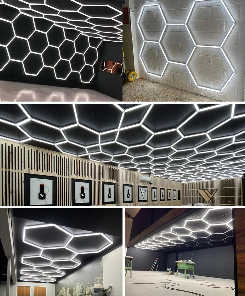 Honeycomb LED Car Detailing Ceiling Light Customized Hexagon Light for Car Showroom 4S Workshop Dropship 2 Years Warranty