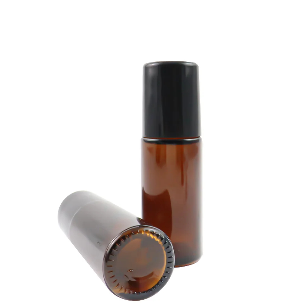 Garrafa 10 x 30ml 50ml rolo de vidro âmbar na garrafa de perfume 50cc vazio marrom óleo essencial rollon recipientes para uso embalagens cosméticas