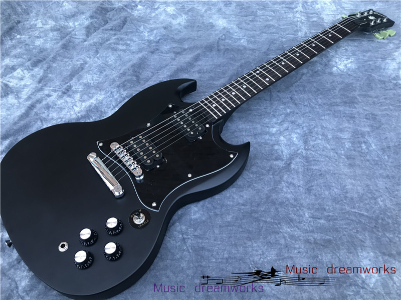 Svart Matt G-400 SG Electric Guitar av hög kvalitet, nickelkromhårdvara, stor pickup-skydd, i lager, snabb frakt