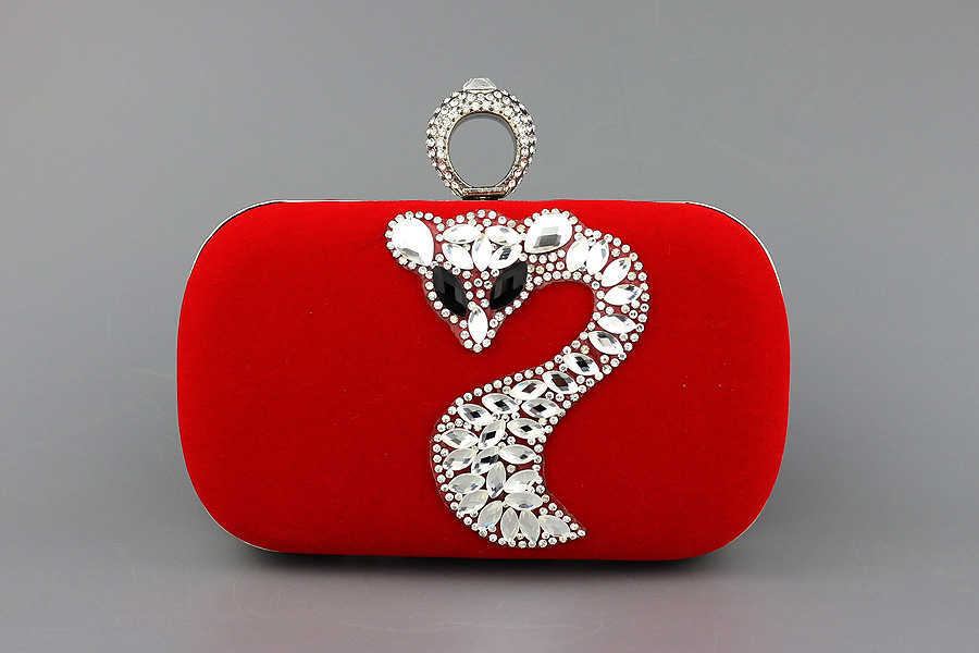 Ny ring diamant räv flanellette väska strasshandväska avancerad bankettväska diagonal väska modehandväska kvinnors väska