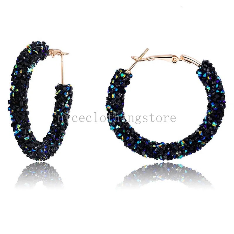 Bohemian Metal Resin Hoop Earrings for Women Circle Clip on Dangle Earring Ear Drop Bridal Wedding Jewelry