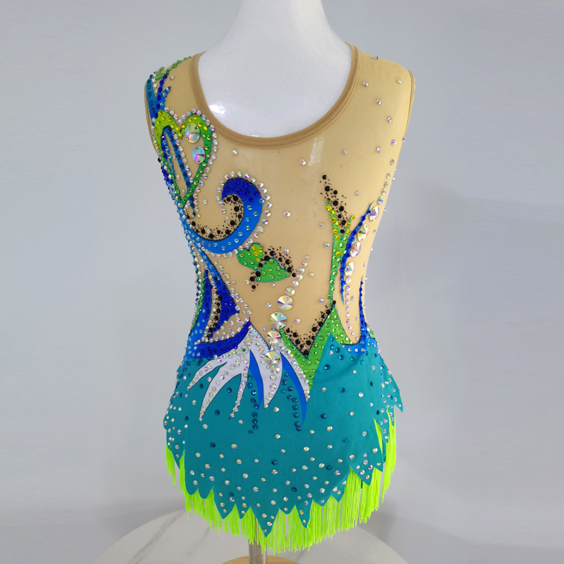 Liuhuo dostosuj kolory rytmiczny gimnastyka Templanika Dziewczyny Kobiety Konkurs Artystyka Gymnastics Performance Wear Crystal Green BD746