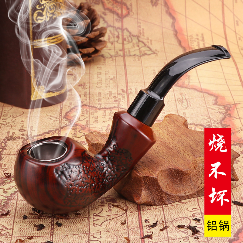 smoking New carved portable men's resin pipe, detachable rubber wood filter pipe, curved hammer smoking set