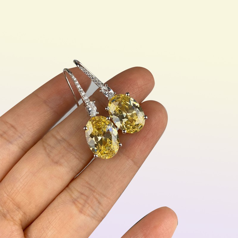 Graff Luxury Earrings 925 Sterling Silver Stud Wedding Anniversary Bling Yellow Diamond Earringing Engagement Fashion Jewelry Women P2951541