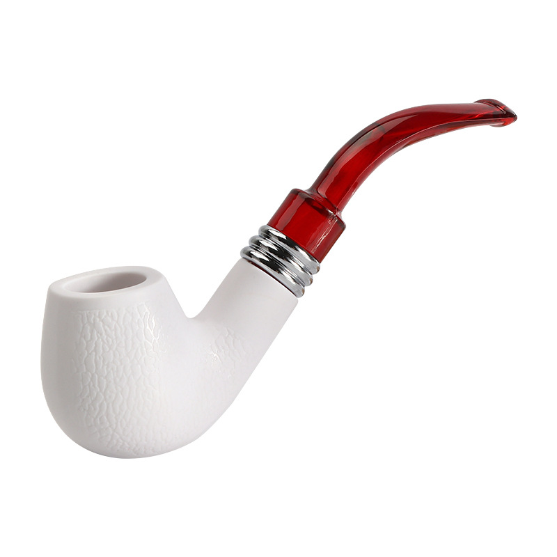 Porte-cigarette à queue rouge blanche imitation sépiolite, pipe amovible et lavable, marteau exquis à l'ancienne, ensemble pour fumer lisse et bouclé