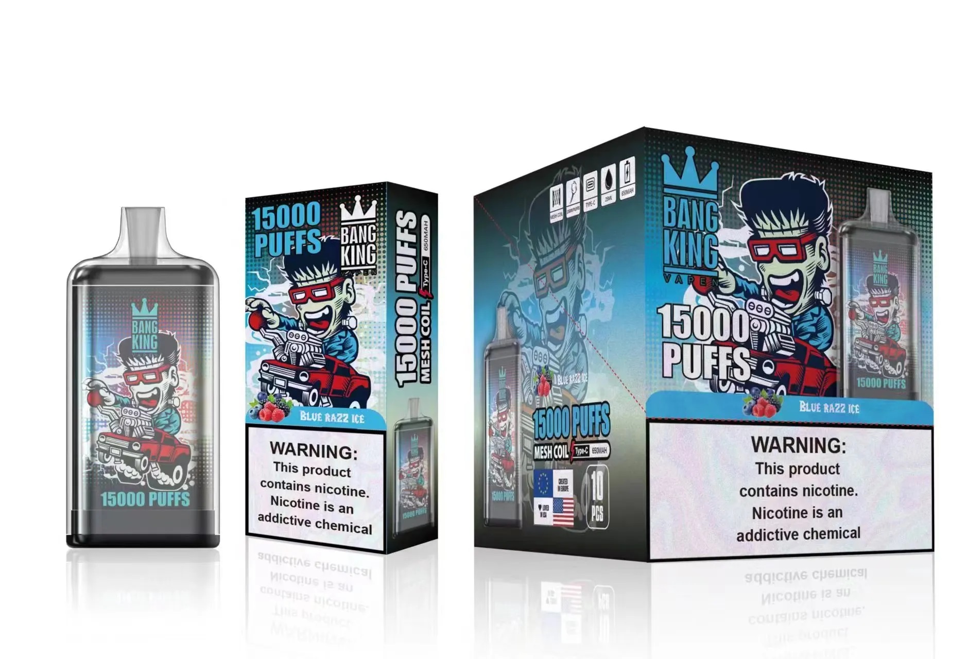 Original bang king 15000 10 couleurs vape jetable e-cigarettes 15000 bouffées vapes dispositif électronique vape préremplie