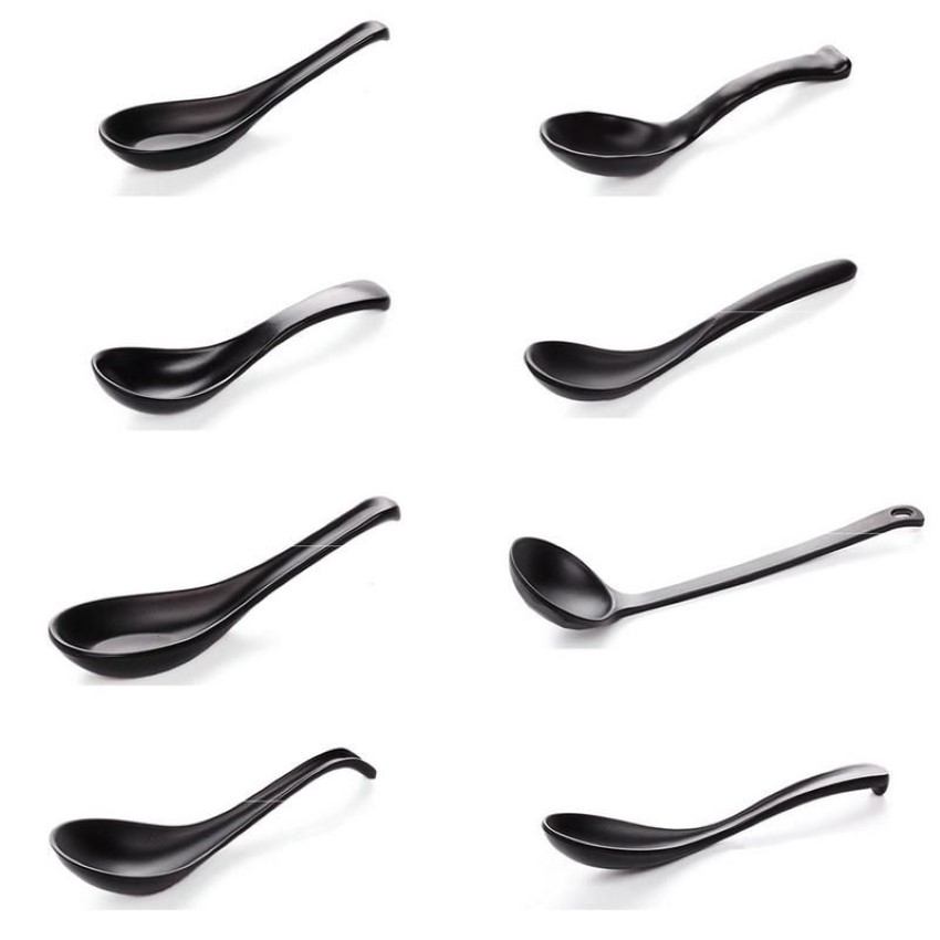 Soup Spoon Black Matte Ladle Spoon Plastic Japanese Style Melamine Tableware Anti-Fall Tortoise Shell Shaped261M