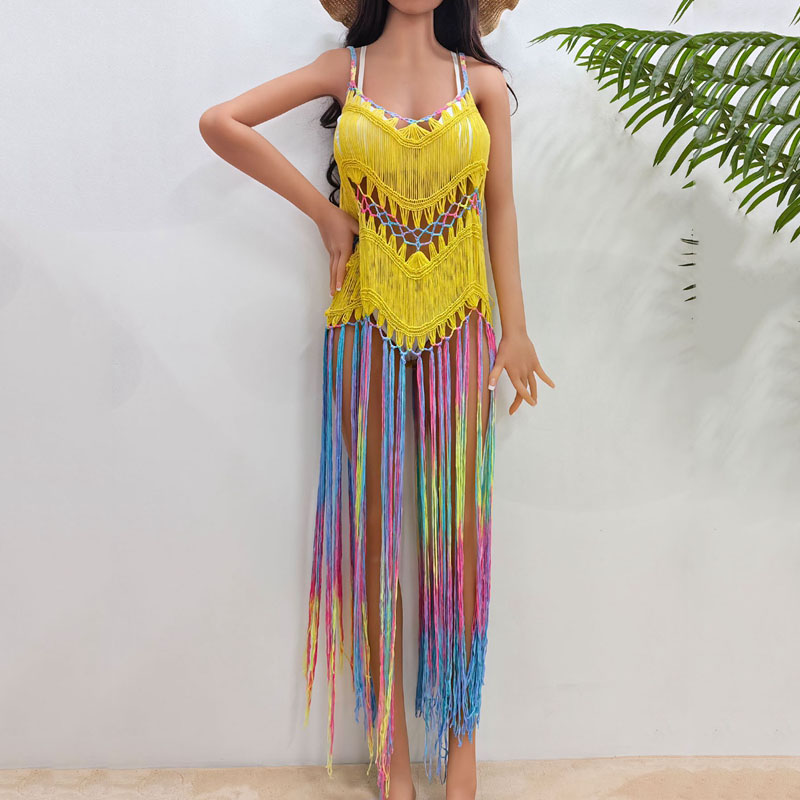 Colete sexy maxi vestido boêmio para mulheres oco para fora feminino vestidos longos de praia sem mangas retalhos moda verão vestido de borla biquíni praia cobrir