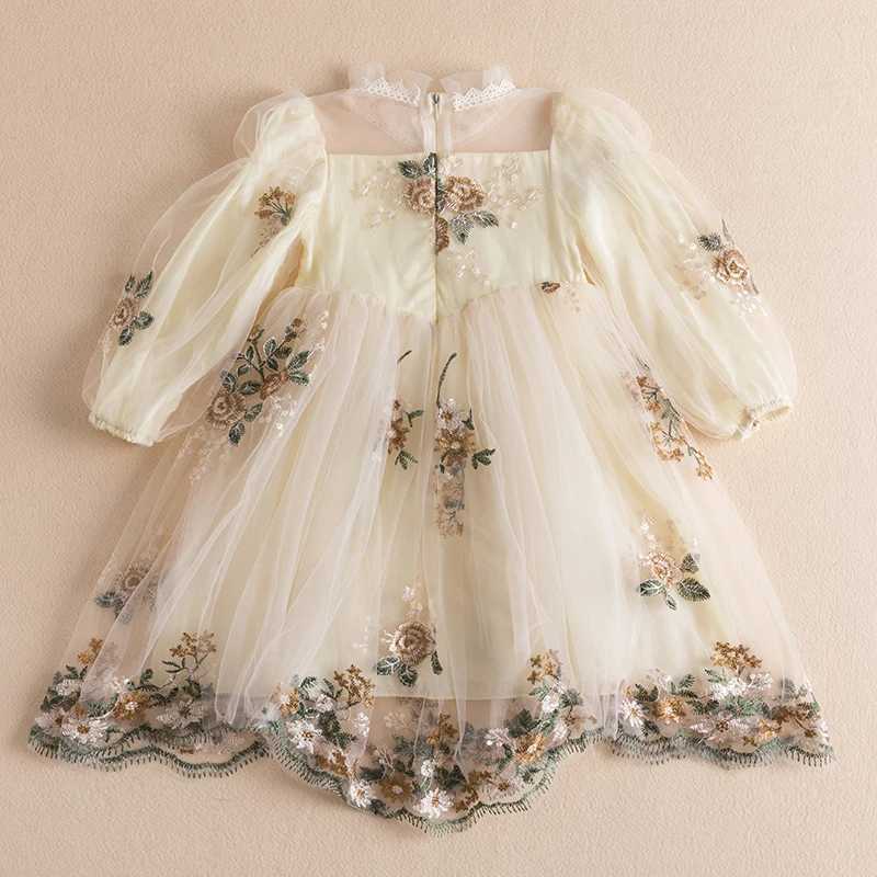 Robes de fille élégante fleur filles robe de fête de mariage robe de princesse décontracté enfants vêtements dentelle manches longues robe pour 3-8 ans enfants vestidosl2402