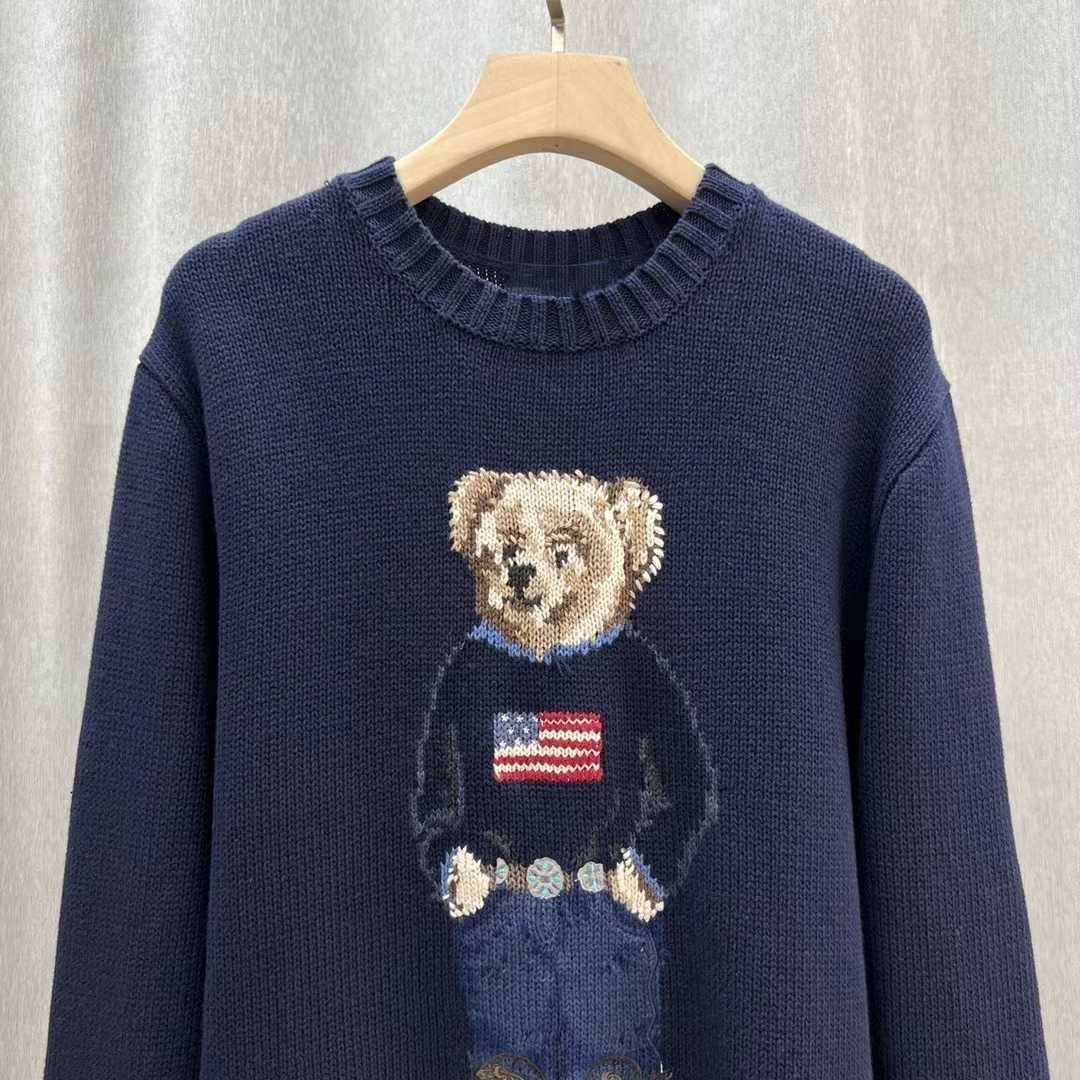 Pull à tricoter drapeau américain pour hommes - Pull ours RL du pull des États-Unis Pull en coton confortable à la mode printemps 2024