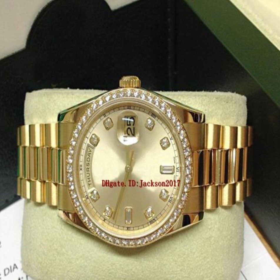 Certificado de caixa original Mens Relógios 118348 Ouro Amarelo Moldura de Diamante 36mm Ásia 2813 Movimento Automatic267T