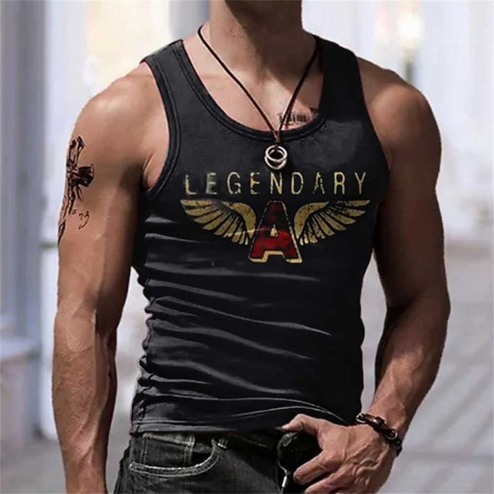 Herrtankstoppar herr tank topp ärmlös t-shirt mönster bokstav rund nackkläder 3d tryckning daglig sport fitness sommar mode muskel topl2402