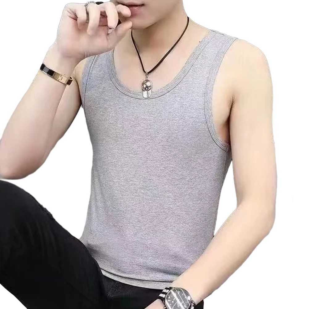 Men's Tank Tops Comfy Fashion Mens Male Undershirt Fleece Keep Warm O Neck Sleeveless Slim Fit Solid Color Tank Top Base LayerL2402