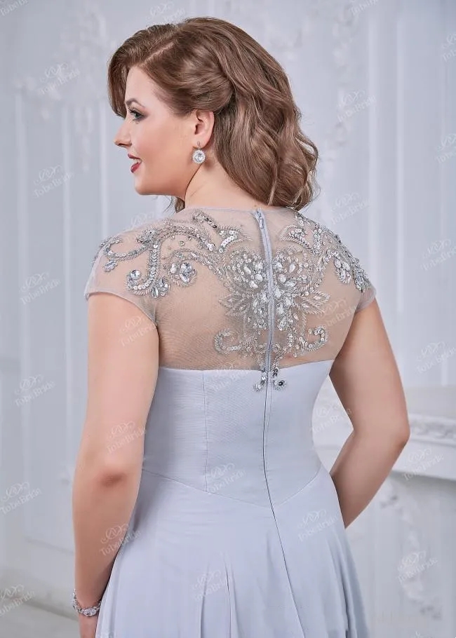 Elegancka z koralikami matka panny młodej sukienki plus rozmiar linia szyfonowa sukienki na przyjęcie weselne gość chrzestna formalna noszenie kobiet długa sukienka na bal maturalne