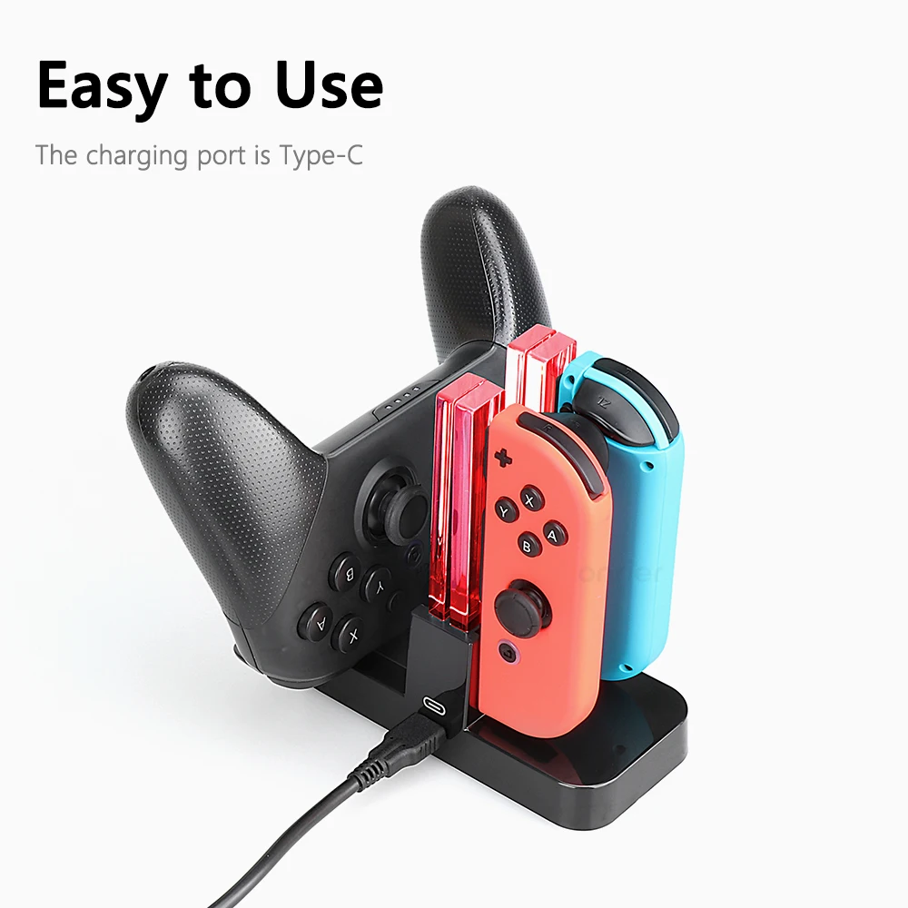 Stands Onrier Charging Dock för Nintendo Switch OLED JoyCon 4 Controller LED Charger Dock Stand Station Holder for Switch Accessories