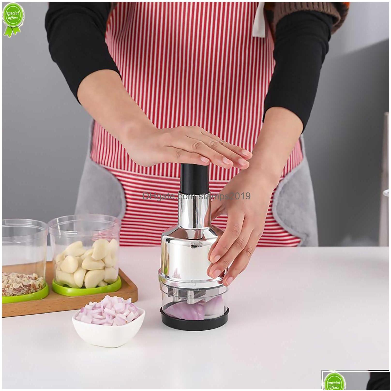 wholesale Fruit Vegetable Tools Handpressing Cutter Manual Onion Chopper Garlic Crusher Mash Device Dicer Mixer Kitchen Drop Delivery Home G Dhvhq