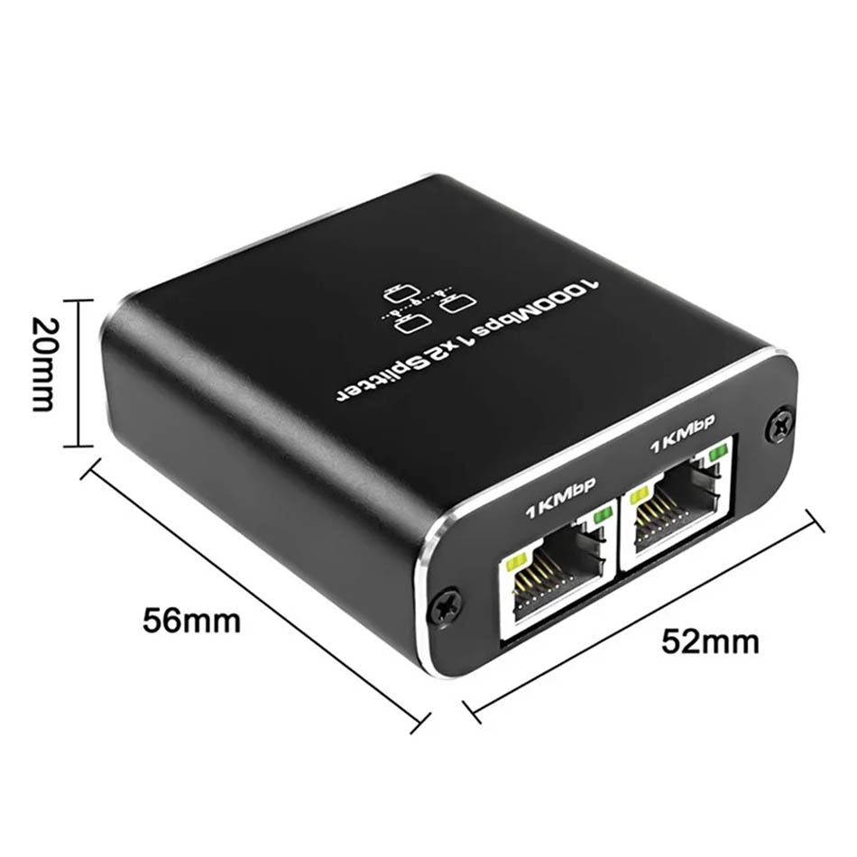 RJ45-Splitter, 1 bis 2 Gigabit-Ethernet-Adapter, 1000 m Internet-Netzwerkkabel-Extender, RJ45-Anschluss für PC, TV-Box, Router, Sharer