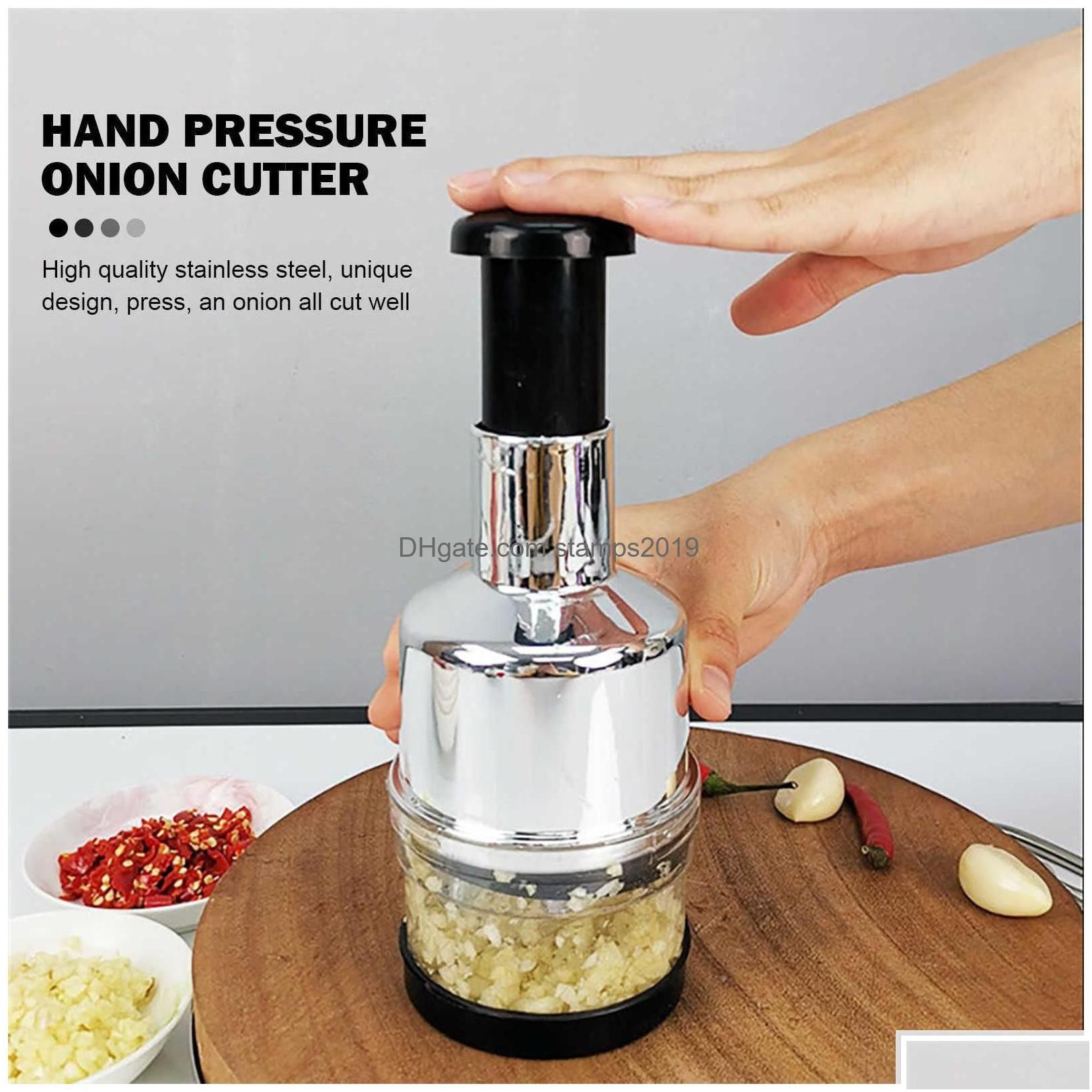 wholesale Fruit Vegetable Tools Handpressing Cutter Manual Onion Chopper Garlic Crusher Mash Device Dicer Mixer Kitchen Drop Delivery Home G Dhvhq