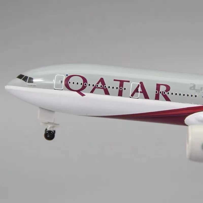 Vliegtuigmodellen Legering Metaal AIR QATAR Airways Boeing 777 B777 Vliegtuigmodel Diecast Vliegtuig Modelvliegtuigen met wielen Landingsgestellen 20 cm