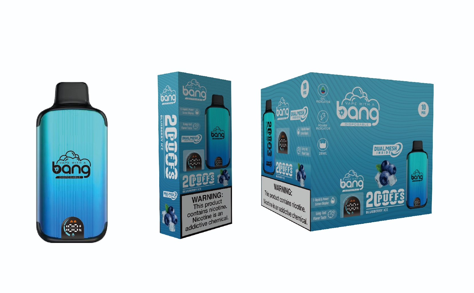 Bang 20000 bouffées 20k stylo vape jetable 28 ml 650 mah cigarette électronique jetable rechargeable.0% 2% 3% 5% affichage intelligent