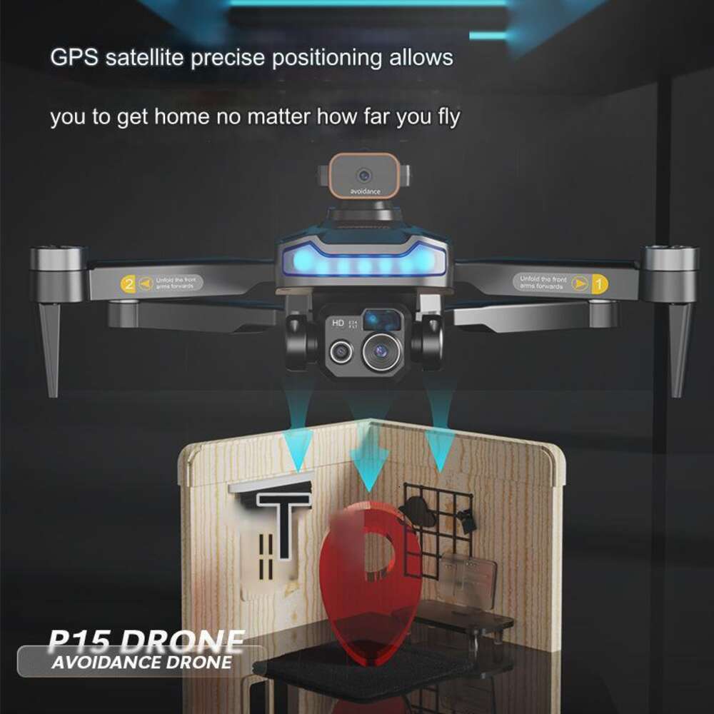 Nya P15 Brushless GPS High Definition Aerial Photography Drone Intelligent hinder Undvikande Folding Fjärrkontrollflygplan