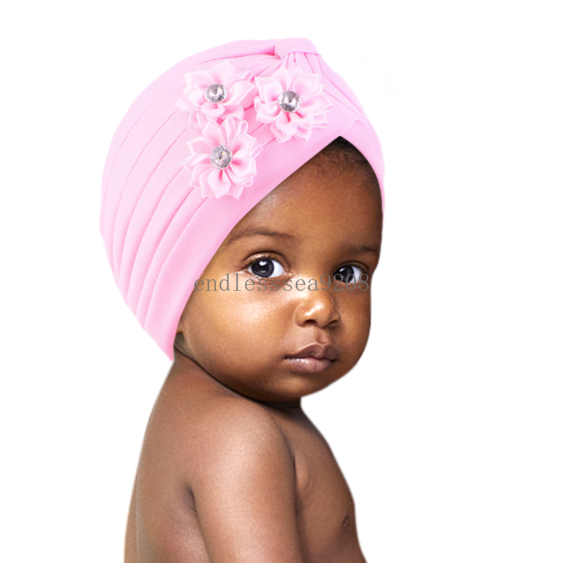 Söt blomma mjuk baby hatt diamant baby flickor pojkar turban hatt nyfödd spädbarn mössa stickade mössor småbarn headwraps barn huvudbonader