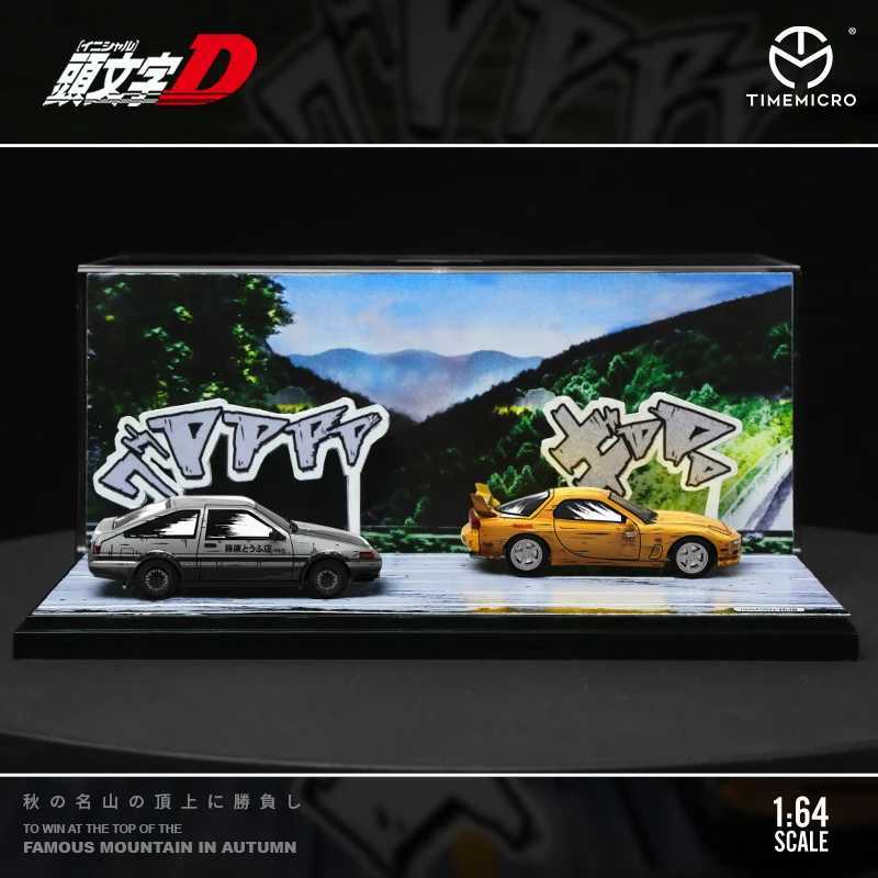 Diecast Model Cars TIME MICRO 1 64 Initial D cartoon painting AE86 Mazda RX-7 Diecast Model Car