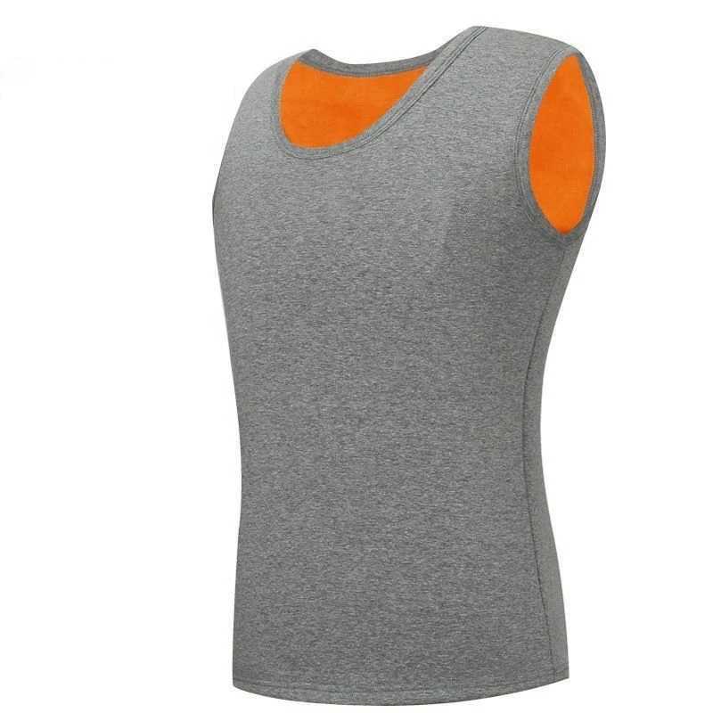 Regatas masculinas outono inverno quente lã regata undershirt homens fitness sem mangas engrossar camisetas trabalho desgaste simples camiseta algodão de alta qualidade l2402