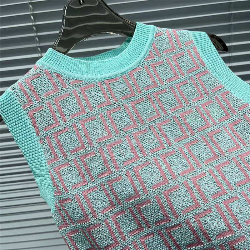 Abiti firmati bambini bambini I più nuovi vestiti ragazze primaverili lavorati a maglia senza maniche stampa Top + gonna 2 pezzi Set cotone di seta ghiaccio moda vestiti bambini abiti