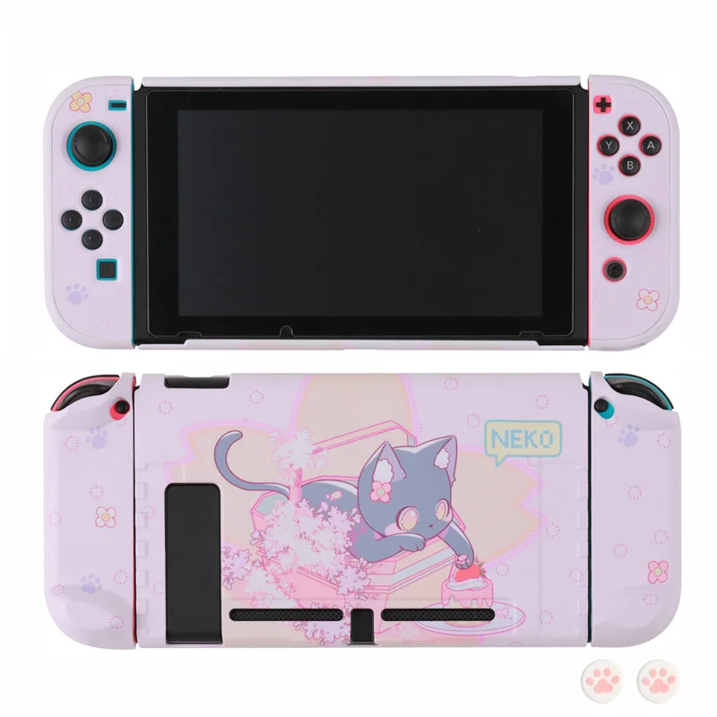 Cases NEKO Cute Cat Switch Protective Shell Pink PC Hard Cover Shell NS Game Console Housing Box For Nintendo Switch Accessories