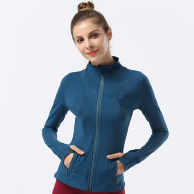 lu-89 schlanke, schnell trocknende, elastische Stehkragen-Reißverschlussjacke für Laufen, Fitness, Sport, Damen-Yoga-Jacke Lululemom