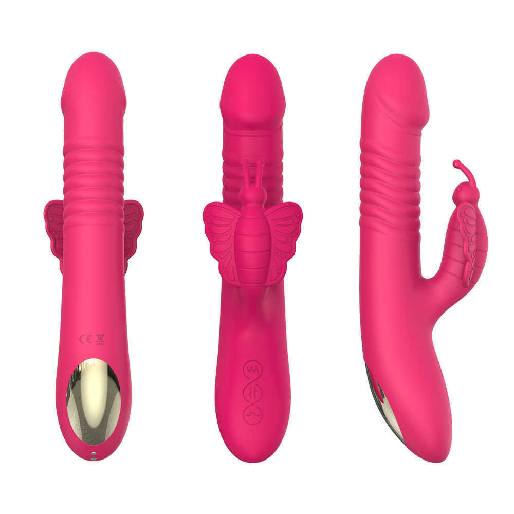 Vibradores Mulheres Borboleta Telescópica Vibração Haste Forte Choque Simulação Penile Feminino Masturbação Adulto Produtos Sexuais 240224