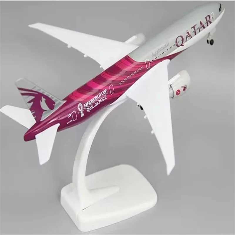 Vliegtuigmodellen Legering Metaal AIR QATAR Airways Boeing 777 B777 Vliegtuigmodel Diecast Vliegtuig Modelvliegtuigen met wielen Landingsgestellen 20 cm