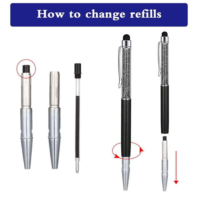 Crystal Metal Ballpoint Pen Rainbow Student Writing Ballpoints Mobiltelefon Touch Pen Diamond Gift Pens School Office Supplies