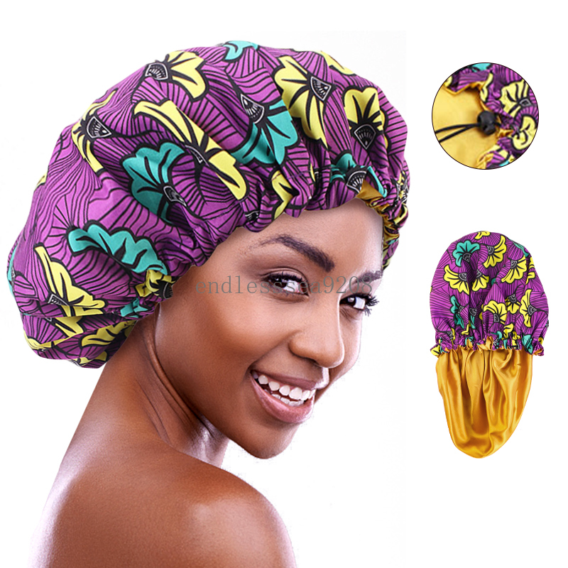 New Extra Large Sleep Cap African Print fabric Ankara hair bonnet Satin Lined sleep cap Night Sleep Hat Ladies Turban