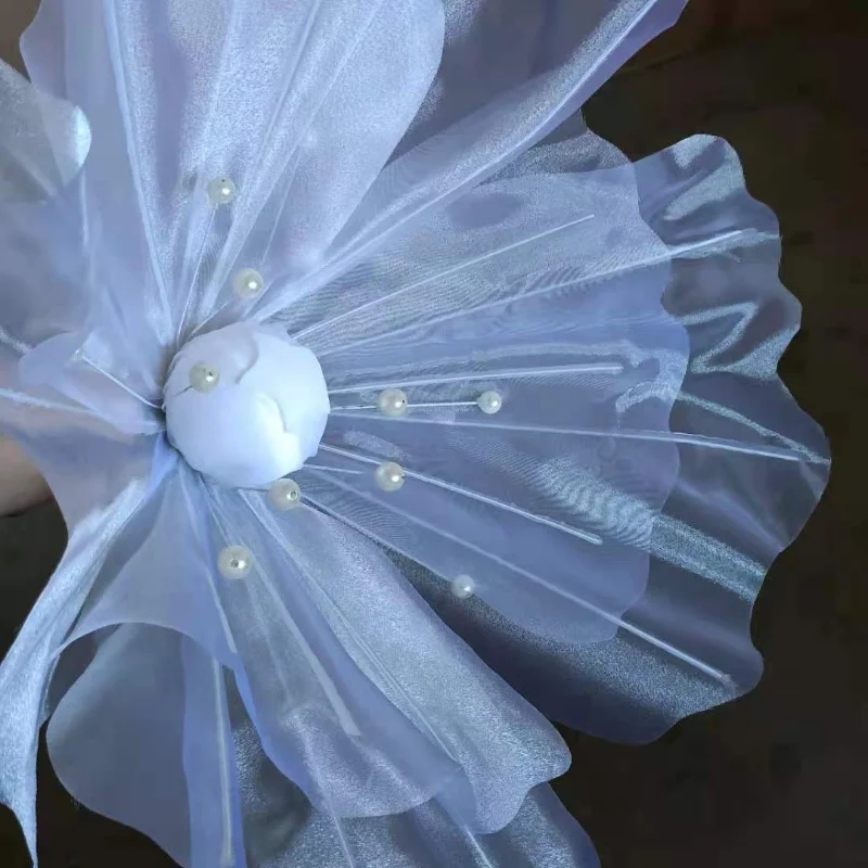 Organza di seta fatta a mano papavero grande fiore guida stradale di nozze crisantemo decorazione della finestra del partito fai da te decorazione 50 cm / 60 cm 70 cm