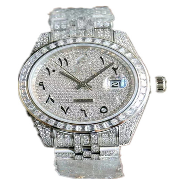 Réussissez le test GRAHip Hop Jewelry Diamond Watch Acier inoxydable Iced Out Bustdown VVS Moissanite Watch