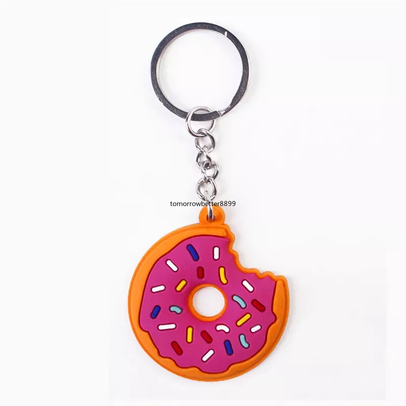 PVC Donut Keychains Accessories Cute Prendant Key Chains Rings Jewelry Fashion Design keyrings trinkets bag bag charms silver metal car hopts 