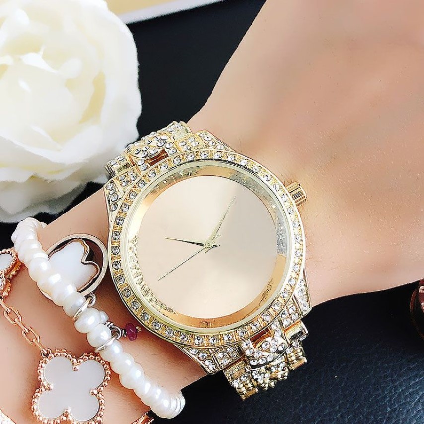 Fashion Band Watches women Girl Big letters crystal style Metal steel band Quartz Wrist Watch M103221L