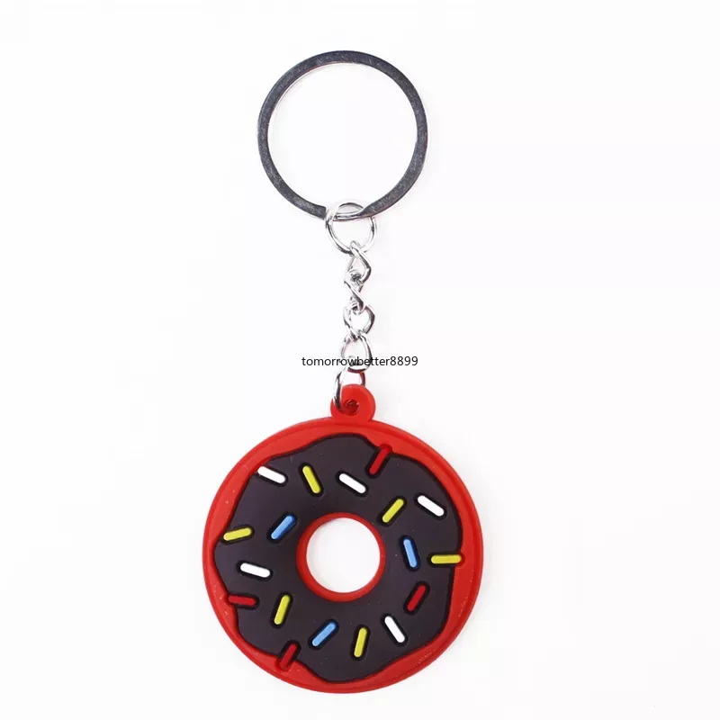 PVC Donut Keychains Accessories Cute Prendant Key Chains Rings Jewelry Fashion Design keyrings trinkets bag bag charms silver metal car hopts 