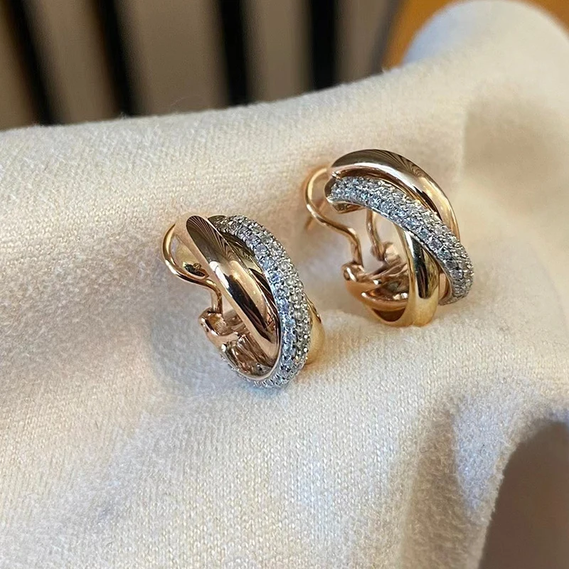 Классические модные брендовые ювелирные изделия Trinity, три кольца из розового золота, три цвета, женские очаровательные серьги с бриллиантами