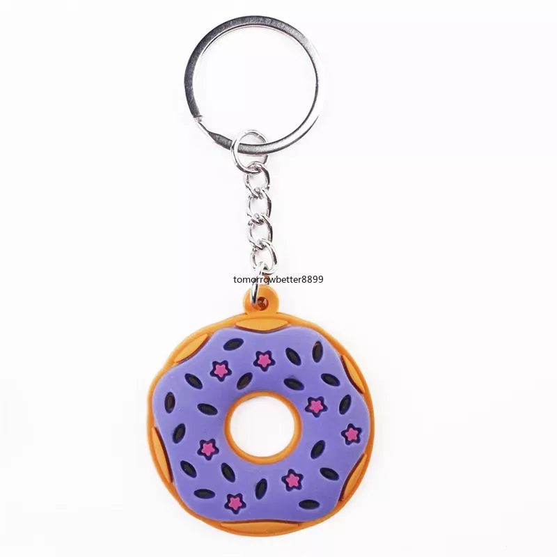 PVC Donut Keychains Accessories Cute Prendant Key Chains Rings Jewelry Fashion Design keyrings trinkets bag bag charms silver metal car hopts 