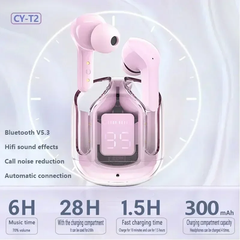 Cuffie T2 TWS 5.3 Cuffie wireless Cuffie Bluetooth Cancellazione del rumore High HD Cuffie stereo ad alta fedeltà Gioco impermeabile Huawei Xiaomi iPhone