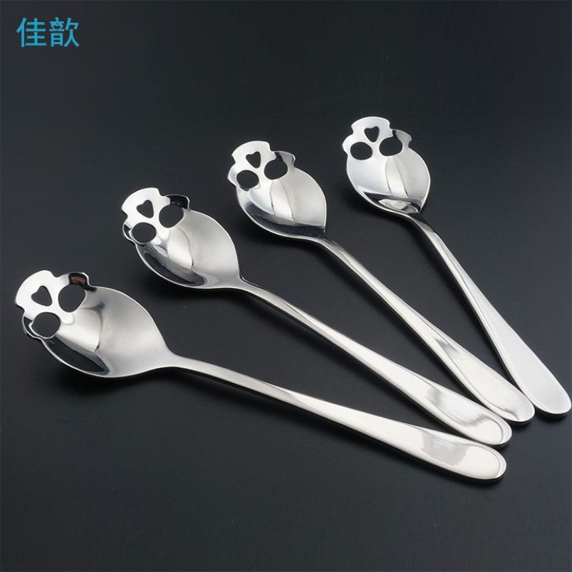 Whole- jiaxin flatware stainless funny skull shape Long handle coffee spoon teaspoon dessert spoon ice cream candy spoon2448