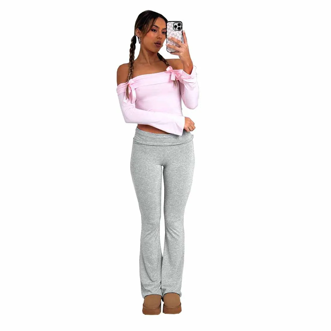 Dames Effen Damesbroek Nauwsluitend Hoge taille Street chic Casual flare broek Dameskleding Volledige lengte Capribroek Cropped broeken Groothandel 5-delig